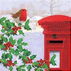 Crystal art Card kit Robin & Postbox 18 x 18cm