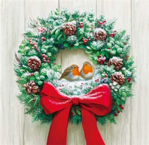 Crystal Art Card Kit Wreath & Robins 18 x 18cm