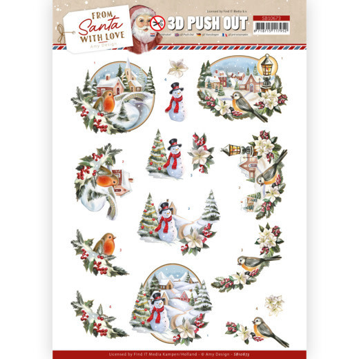 Amy Design 3D Push out - From Santa with Love - Snowman