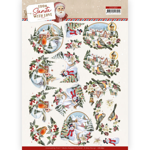 Amy Design 3D knipvel - From Santa with Love - Snowman