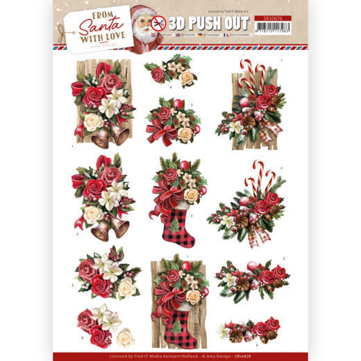 Amy Design 3D knipvel - From Santa with Love - Red Bow