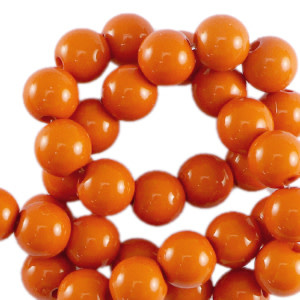 Acryl kralen shiny rusty orange 6mm