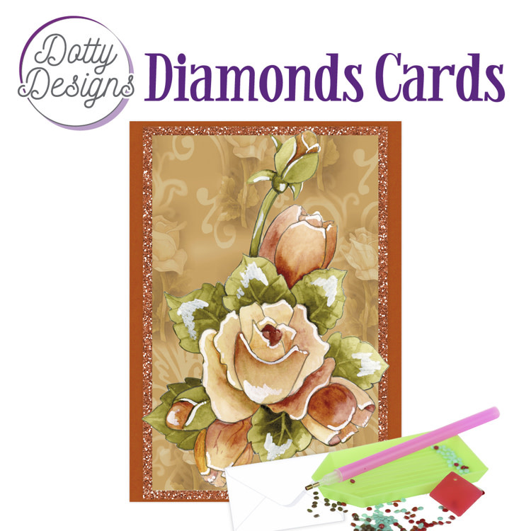 Dotty Design Diamond Cards - Orange Roses