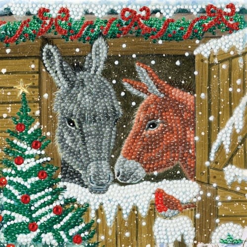 Crystal Card Kit Winter Donkeys 18 x 18cm
