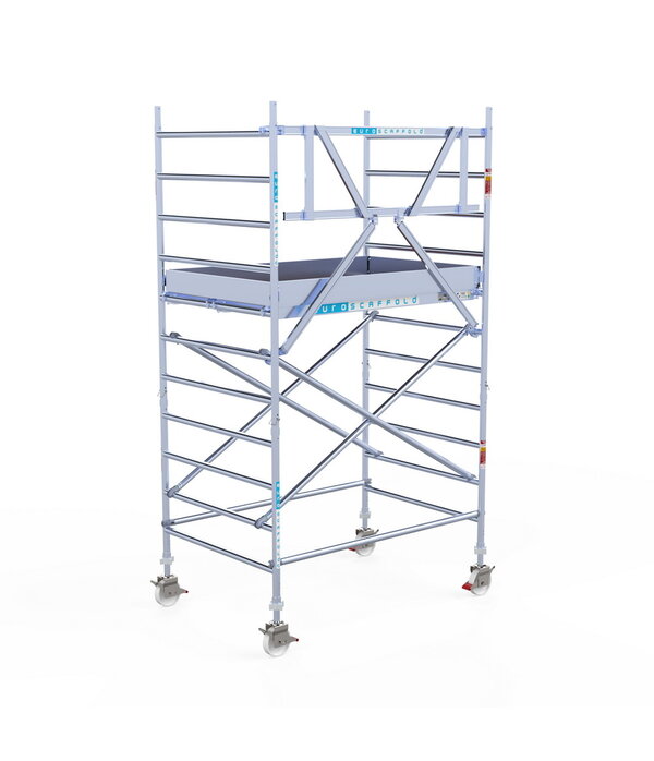 Euro Scaffold Euroscaffold Original 135x250 4,2m werkhoogte carbon vloer tegen de gevel