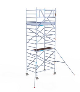 Euroscaffold Original 135x250 6,2m werkhoogte carbon vloer tegen de gevel