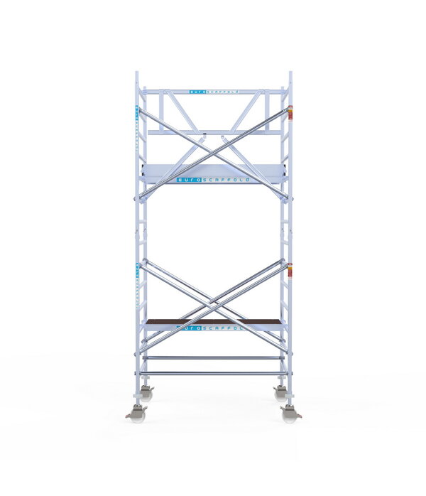 Euroscaffold Professional 135x250 5,2m werkhoogte carbon vloer tegen de gevel Euro Scaffold Euroscaffold Professional 135x250 5,2m werkhoogte carbon vloer tegen de gevel