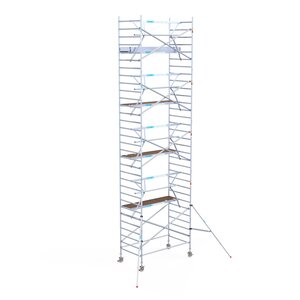 Euroscaffold Professional 135x250 10,2m werkhoogte carbon vloer tegen de gevel