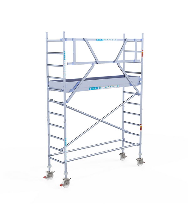 Euroscaffold Original 75x250 4,2m werkhoogte carbon vloer tegen de gevel Euro Scaffold Euroscaffold Original 75x250 4,2m werkhoogte carbon vloer tegen de gevel