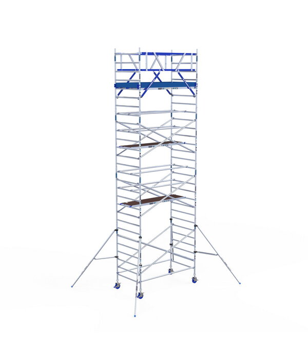 IND ASC Rolsteiger 135x250x9.2 mtr. wh met schoren tegen de gevel ASC IND ASC Rolsteiger 135x250x9.2 mtr. wh met schoren tegen de gevel