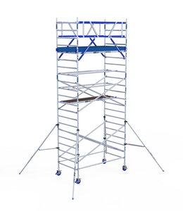 IND ASC Rolsteiger 135x250x7.2 mtr. wh Carbon met schoren tegen de gevel