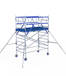 IND ASC Rolsteiger 135x250x4.2 mtr. wh Carbon met schoren tegen de gevel