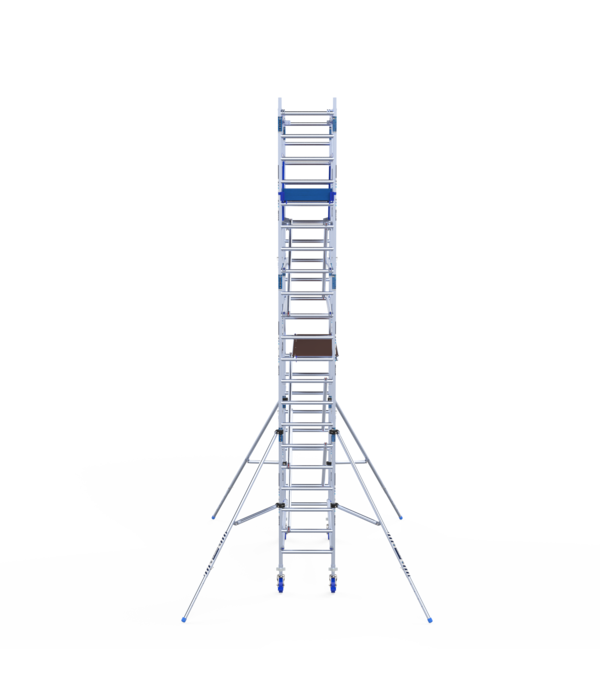 ASC IND ASC Rolsteiger 75x250 7,2m werkhoogte Carbon met schoren tegen de gevel