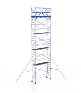 ASC IND ASC Rolsteiger 75x250 10,2m werkhoogte met schoren tegen de gevel IND ASC Rolsteiger 75x250 10,2m werkhoogte met schoren tegen de gevel