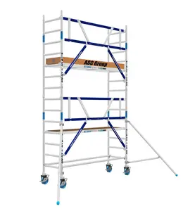 IND ASC Rolsteiger 75x250 5,2m werkhoogte met schoren tegen de gevel