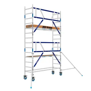 IND ASC Rolsteiger 75x250 5,2m werkhoogte met schoren tegen de gevel