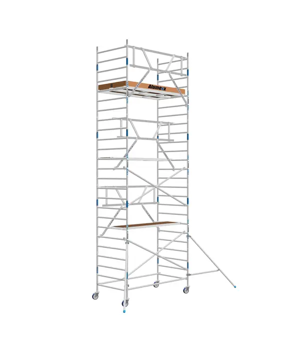 ALX rolsteiger 135 x 250 x 8.2m WH met AGS Voorloopleuning Alumexx ALX rolsteiger 135 x 250 x 8.2m WH met AGS Voorloopleuning