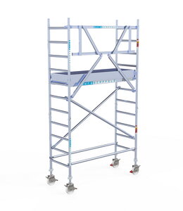 Euro Scaffold Rolsteiger Euroscaffold Original 75x190 4,2m werkhoogte carbon vloer tegen de gevel Rolsteiger Euroscaffold Original 75x190 4,2m werkhoogte carbon vloer tegen de gevel