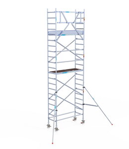 Euro Scaffold Rolsteiger Euroscaffold Original 75x190 7,2m werkhoogte carbon vloer tegen de gevel Rolsteiger Euroscaffold Original 75x190 7,2m werkhoogte carbon vloer tegen de gevel