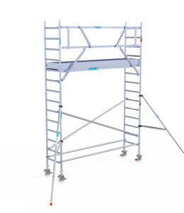 Rolsteiger Euroscaffold Original 75x305 5,2m werkhoogte carbon vloer tegen de gevel