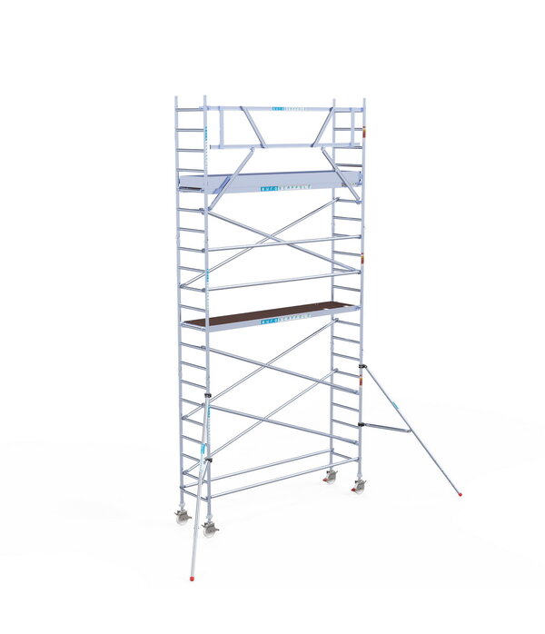 Euro Scaffold Rolsteiger Euroscaffold Original 75x305 7,2m werkhoogte carbon vloer tegen de gevel