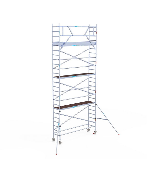 Euro Scaffold Rolsteiger Euroscaffold Original 75x305 8,2m werkhoogte carbon vloer tegen de gevel