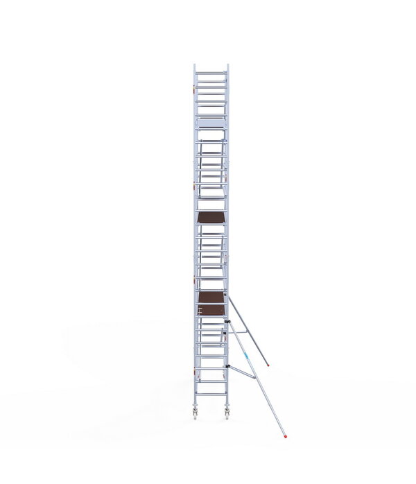 Euro Scaffold Rolsteiger Euroscaffold Original 75x305 8,2m werkhoogte carbon vloer tegen de gevel