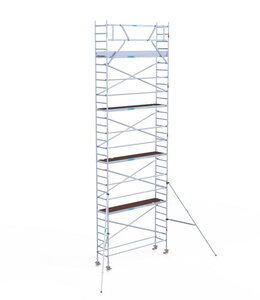 Euro Scaffold Rolsteiger Euroscaffold Original 75x305 10,2m werkhoogte carbon vloer tegen de gevel Rolsteiger Euroscaffold Original 75x305 10,2m werkhoogte carbon vloer tegen de gevel