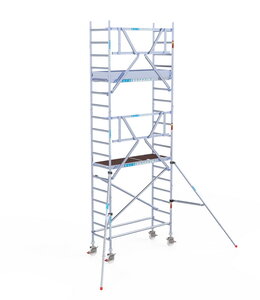 Rolsteiger Euroscaffold Professional 75x190 6,2m werkhoogte tegen de gevel