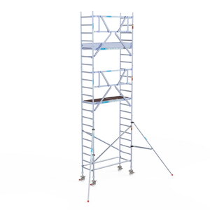 Rolsteiger Euroscaffold Professional 75x190 7,2m werkhoogte carbon vloer tegen de gevel