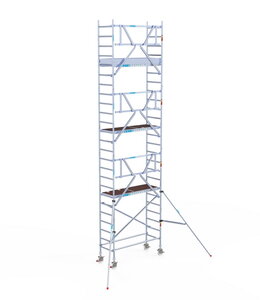 Rolsteiger Euroscaffold Professional 75x190 8,2m werkhoogte carbon vloer tegen de gevel