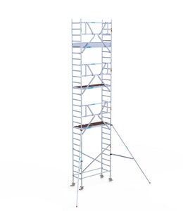 Euro Scaffold Rolsteiger Euroscaffold Professional 75x190 9,2m werkhoogte tegen de gevel Rolsteiger Euroscaffold Professional 75x190 9,2m werkhoogte tegen de gevel
