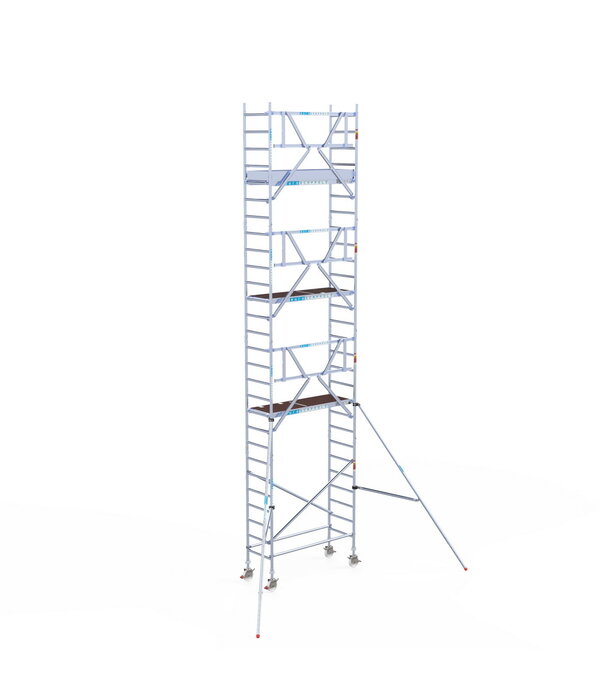 Euro Scaffold Rolsteiger Euroscaffold Professional 75x190 9,2m werkhoogte carbon vloer tegen de gevel