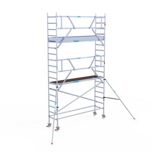 Rolsteiger Euroscaffold Professional 75x305 6,2m werkhoogte carbon vloer tegen de gevel
