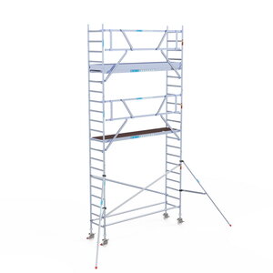 Rolsteiger Euroscaffold Professional 75x305 7,2m werkhoogte carbon vloer tegen de gevel