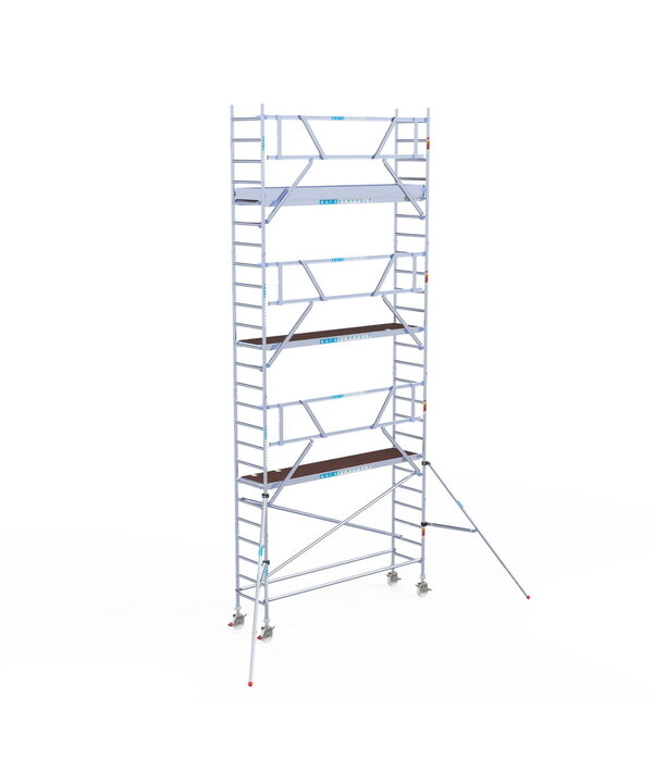 Euro Scaffold Rolsteiger Euroscaffold Professional 75x305 8,2m werkhoogte carbon vloer tegen de gevel