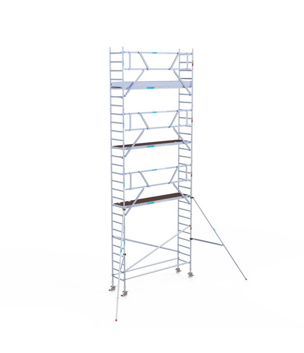 Euro Scaffold Rolsteiger Euroscaffold Professional 75x305 9,2m werkhoogte carbon vloer tegen de gevel