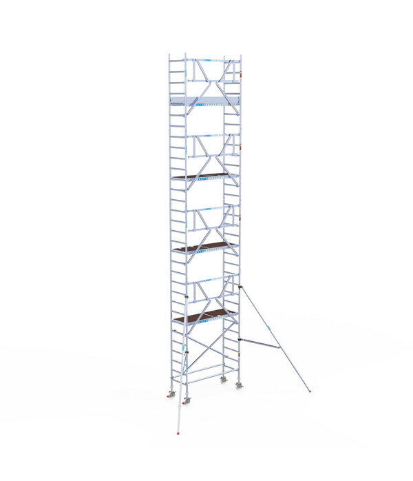 Euro Scaffold Rolsteiger Euroscaffold Professional 75x305 10,2m werkhoogte carbon vloer tegen de gevel