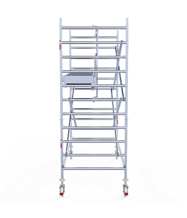 Euro Scaffold Rolsteiger Euroscaffold Professional 135x305 4,2m werkhoogte carbon vloer tegen de gevel