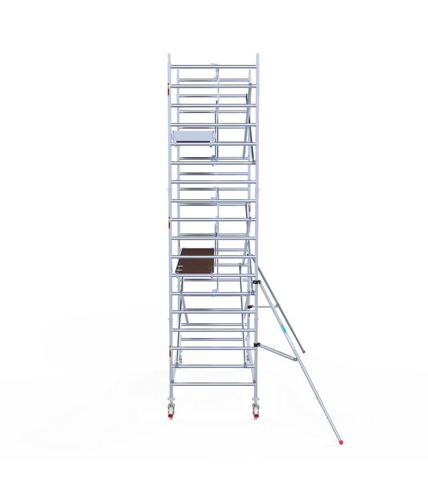 Euro Scaffold Rolsteiger Euroscaffold Professional 135x305 6,2m werkhoogte carbon vloer tegen de gevel