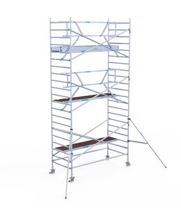 Rolsteiger Euroscaffold Professional 135x305 7,2m werkhoogte carbon vloer tegen de gevel