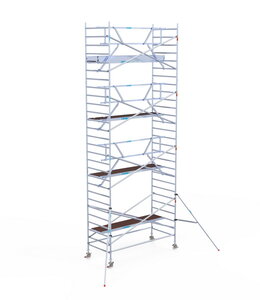 Euro Scaffold Rolsteiger Euroscaffold Professional 135x305 9,2m werkhoogte carbon vloer tegen de gevel Rolsteiger Euroscaffold Professional 135x305 9,2m werkhoogte carbon vloer tegen de gevel