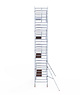 Euro Scaffold Rolsteiger Euroscaffold Professional 135x305 9,2m werkhoogte carbon vloer tegen de gevel