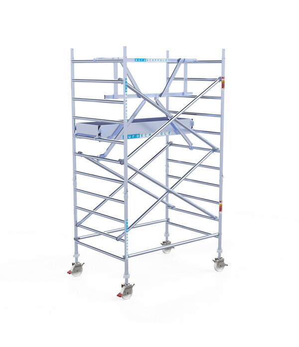 Euro Scaffold Rolsteiger Euroscaffold Professional 135x190 4,2m werkhoogte carbon vloer tegen de gevel