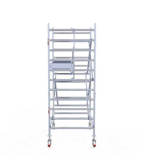 Euro Scaffold Rolsteiger Euroscaffold Professional 135x190 4,2m werkhoogte carbon vloer tegen de gevel