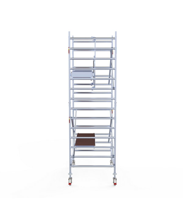Euro Scaffold Rolsteiger Euroscaffold Professional 135x190 5,2m werkhoogte carbon vloer tegen de gevel
