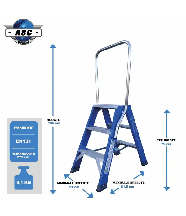 ASC Pro-Line Dubbele Trap 3 treden ASC ASC Pro-Line Dubbele Trap 3 treden