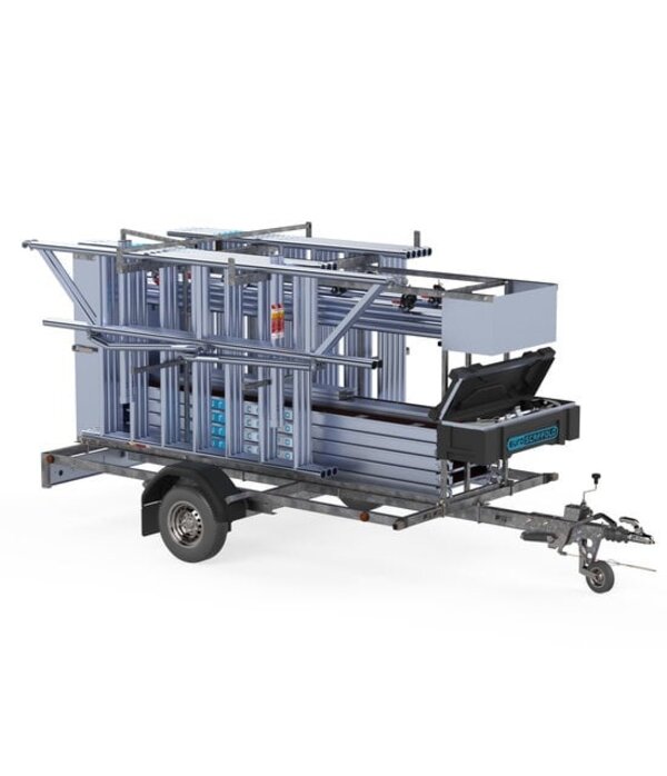 Steigeraanhanger 305 cm afsluitbaar 1350 Kg geremd Euro Scaffold Steigeraanhanger 305 cm afsluitbaar 1350 Kg geremd