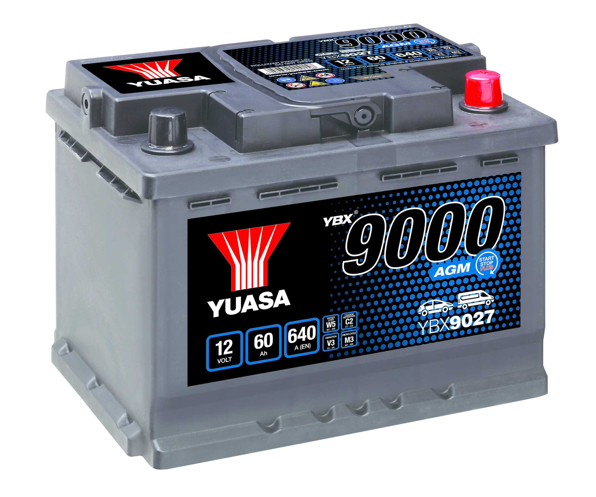 Sluiting Voorbijgaand mosterd Yuasa YBX9027 12V 60Ah 640A Start Stop Plus AGM Accu - Accu Service Dreumel