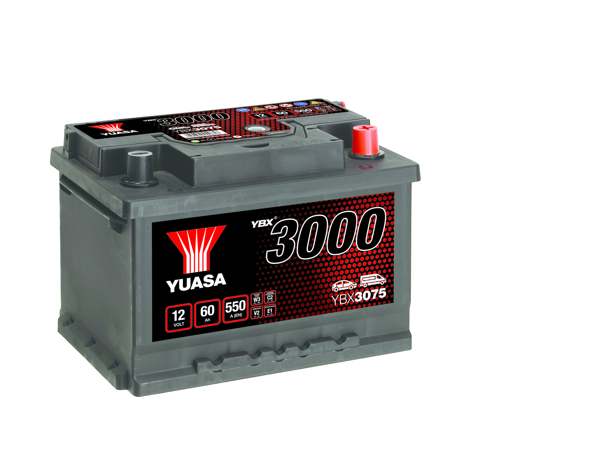 Yuasa YBX3075 12V 60Ah 550A SMF - Accu Service